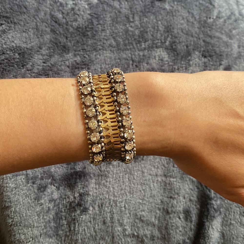Stella & Dot CZ gold and silver tone Bracelet with extender